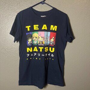 Team Natsu Fairy Tail Japanese Anime Character Panel T-Shirt Blue Medium